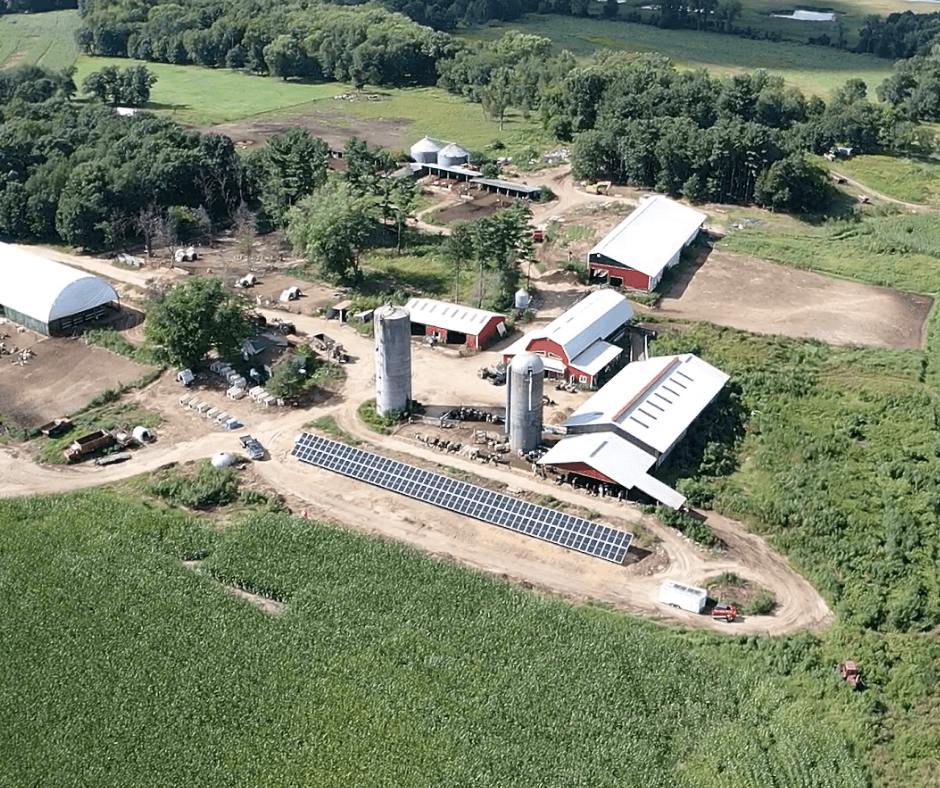 Ground-mounted solar array on a Central Wisconsin farm