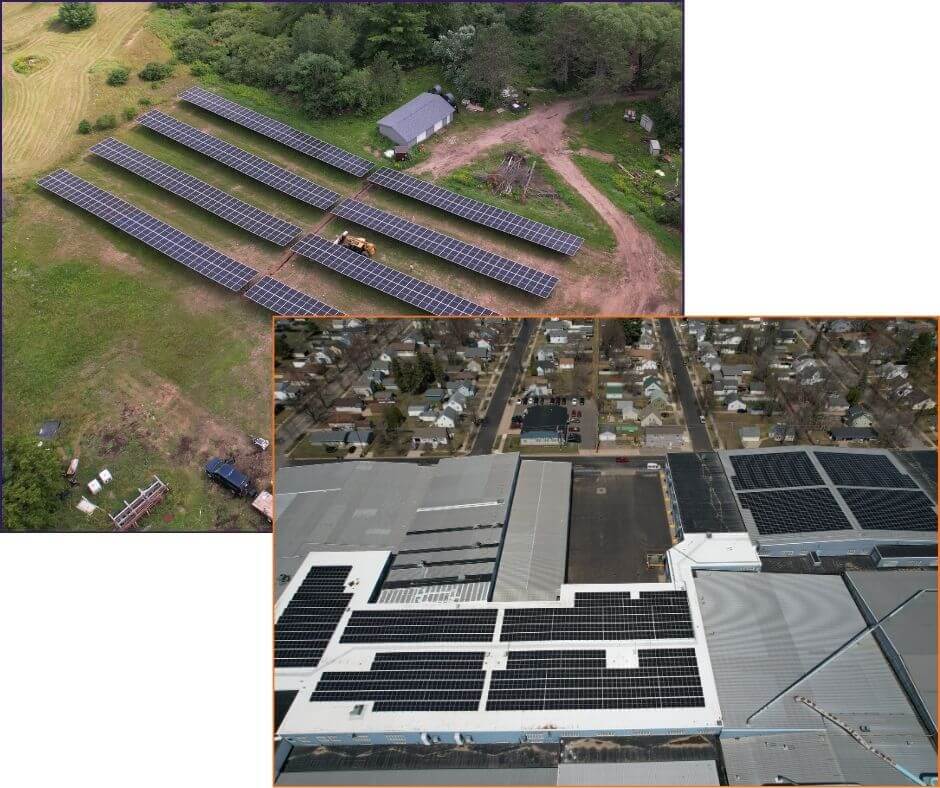 Commercial Solar Installations in Central Wisconsin by Northwind Solar.