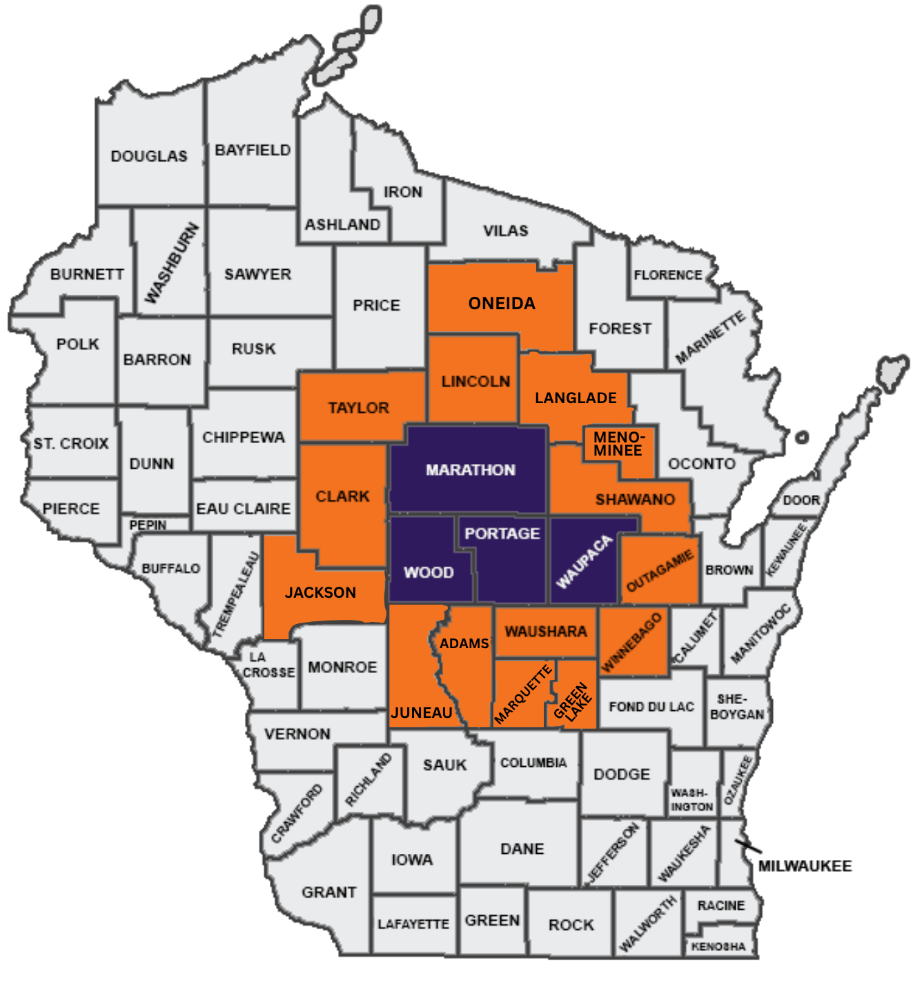 Northwind Solar Services Central Wisconsin, Territory Map